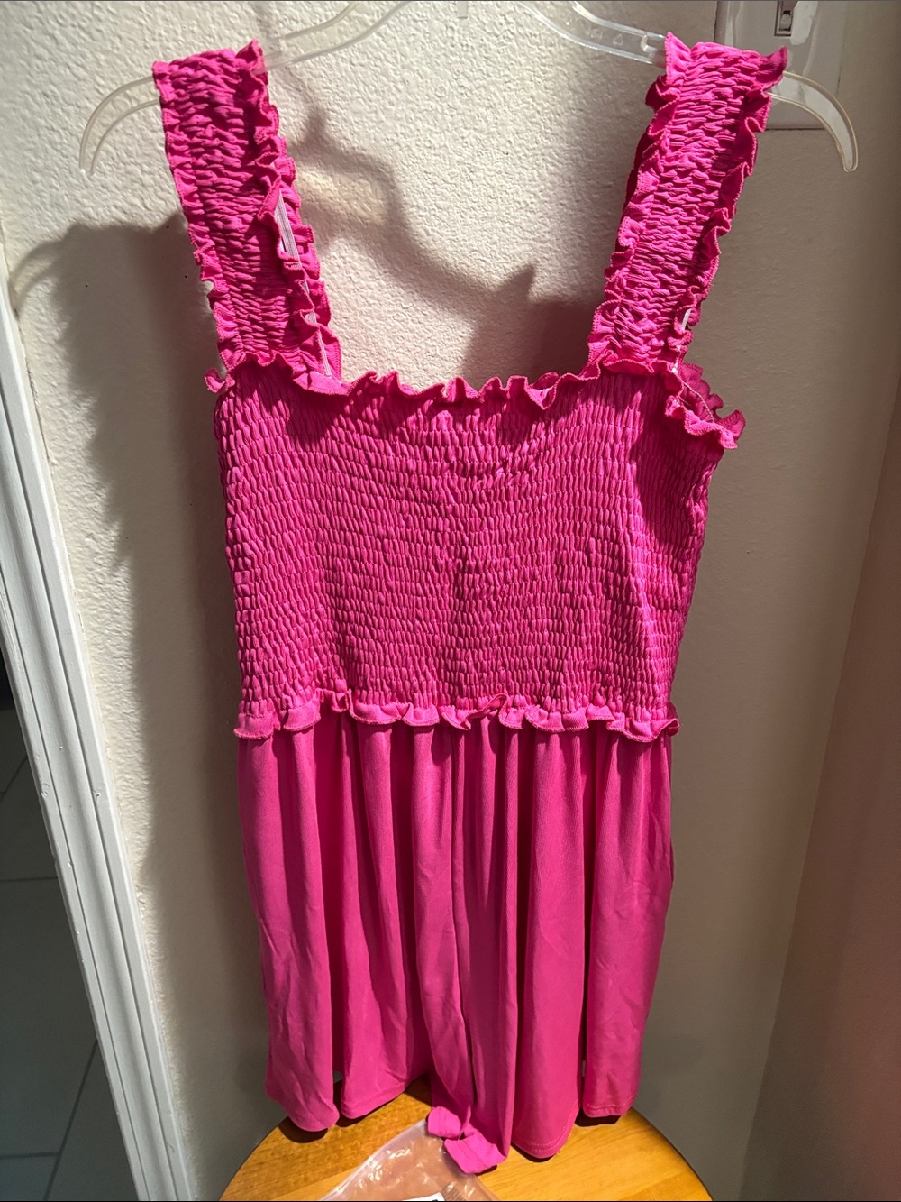 Deep Self Bright Fuchsia Smocked Ruffle Sundress M NWT - Picture 4 of 6